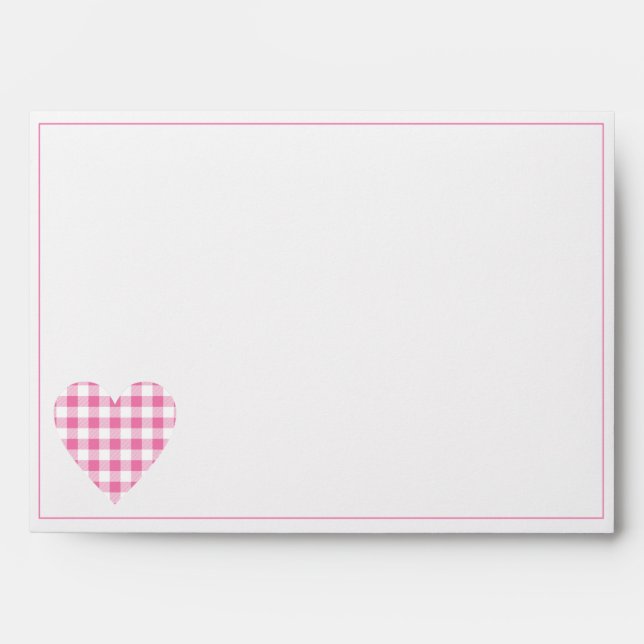 Enveloppe Plaid rose En vichy Coeur de contrôle (Devant)