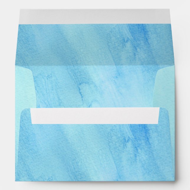 Enveloppe Pluie Bleue Tempête Eau aquarelle Peinture (Dos (Bas))