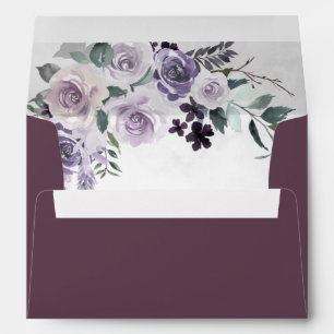 Enveloppe Plum d'aubergine Mariage floral pourpre et argenté