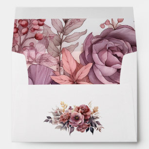 Enveloppe Plum, gris, cuivre et Rose poussiéreux Floral