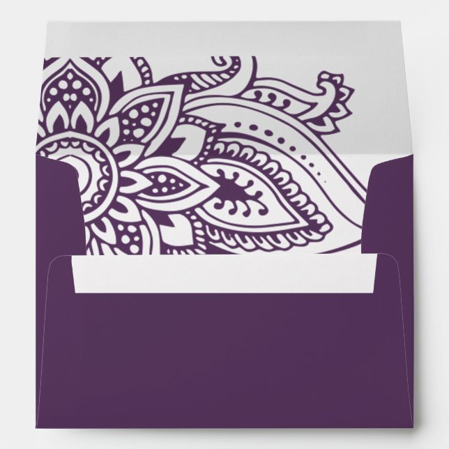 Enveloppe Plum Indian Paisley Faire-part de mariage (Dos (Bas))