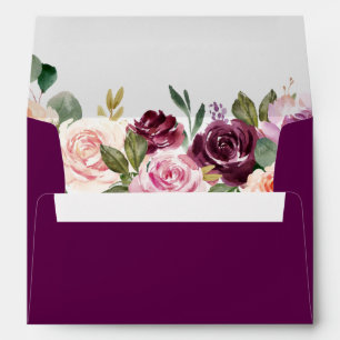 Enveloppe Plum Purple Blush Floral avec adresse de retour 5x