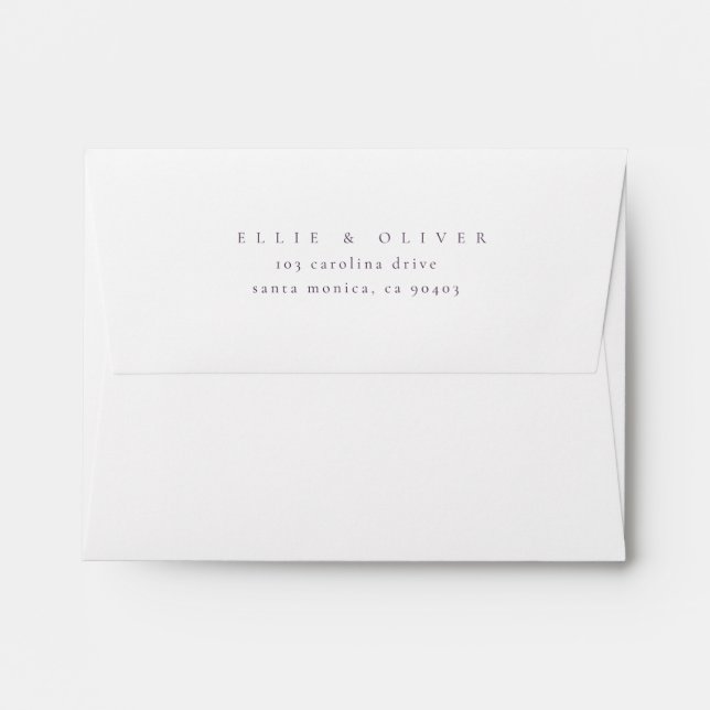 Enveloppe Plum Purple Boho Mariage photo moderne (Dos (Haut rabat))