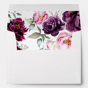 Enveloppe Plum Purple Floral Bohème Aquarelles Mariage