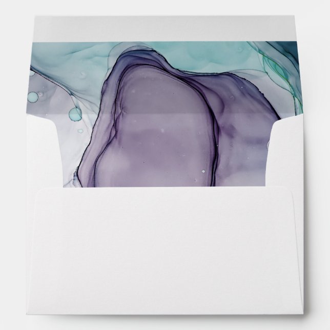 Enveloppe Plum Turquoise Encre Abstraite pré-adapt (Dos (Bas))