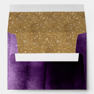 Enveloppe Plum violet et étincelle Parties scintillant d'or 