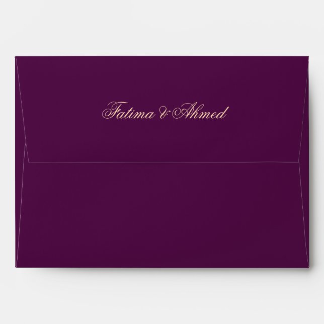 Enveloppe Plum violet or Faire-part de mariage musulman isla (Dos (Haut rabat))
