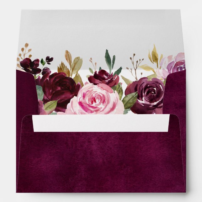 Enveloppe Plum violet rose pâle Mariage végétal (Dos (Bas))