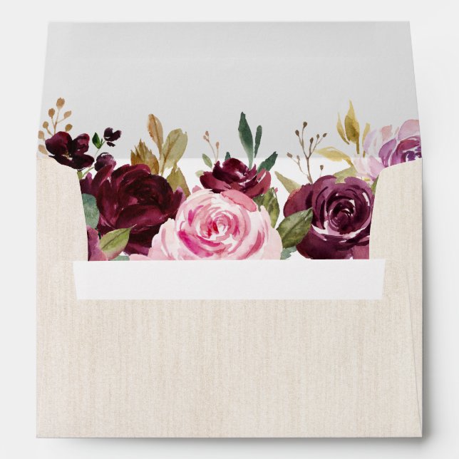 Enveloppe Plum violet rose pâle Mariage végétal (Dos (Bas))
