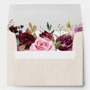 Enveloppe Plum violet rose pâle Mariage végétal