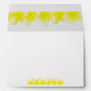 Enveloppe Plumeria jaune Frangipani 5x7 Faire-part de mariag