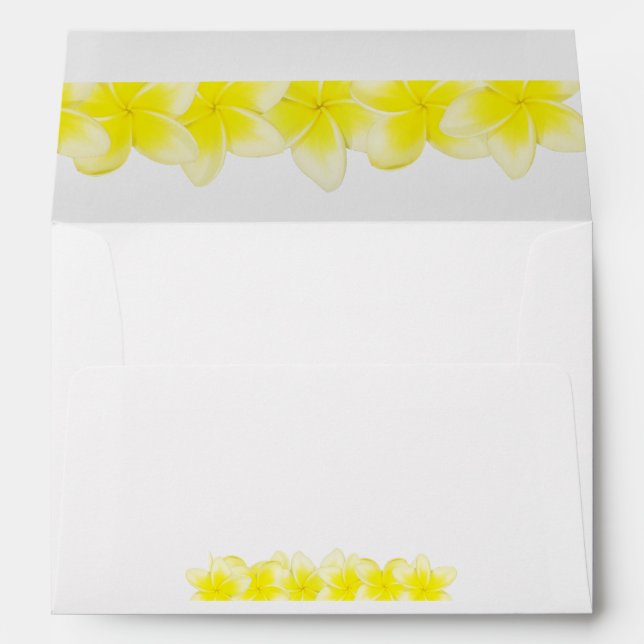 Enveloppe Plumeria jaune Frangipani 5x7 Faire-part de mariag (Dos (Bas))