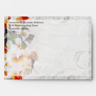 Enveloppe Plumeria Orchid Lei dans le mariage de Sand Beach