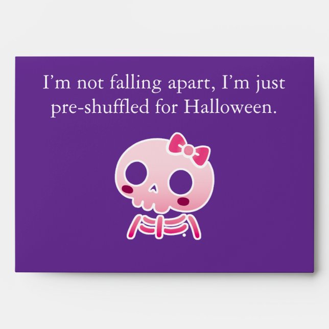 Enveloppe PN 96 Squelette rose Humour d'Halloween (Devant)