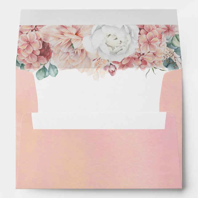 Enveloppe Poche Rose poussiéreuse et florale floue élégant (Dos (Bas))