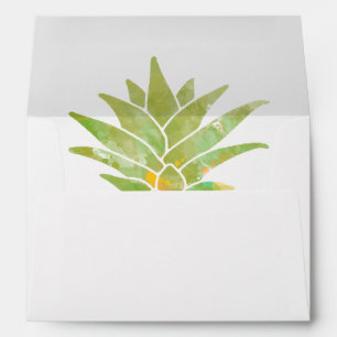 Enveloppe Pochoir jaune et vert   d'aquarelle d'ananas de