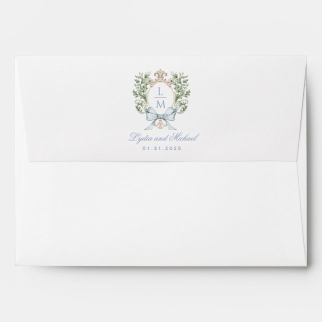 Enveloppe Poignets de feuille avec texte bleu de la poupe |  (Dos (Haut rabat))