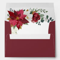 Poinsettia Bourgogne Rouge Or Blanc Floral Mariage