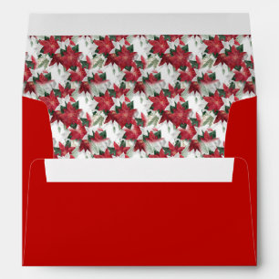 Enveloppe Poinsettia rouge et blanc