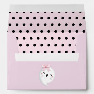 Enveloppe Point de Polka rose noire pour fille d'Halloween
