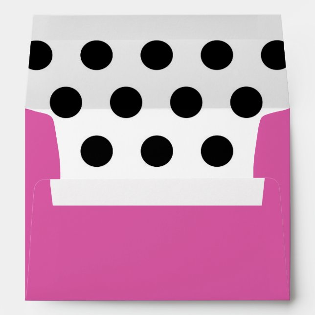 Enveloppe Point rose chaud noir et blanc Polka (Dos (Bas))