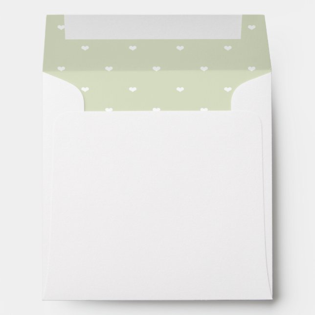 Enveloppe Pointe vert clair et blanc Polka Dot Heart (Dos (Bas))