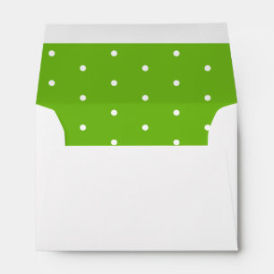 Enveloppe pointillée blanche sur Polka verte