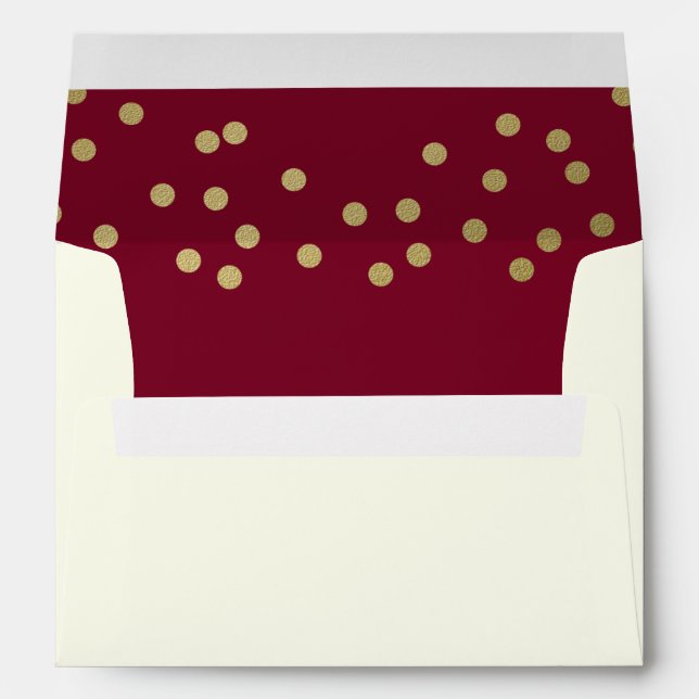 Enveloppe Points Confetti Bourgogne et or (Dos (Bas))