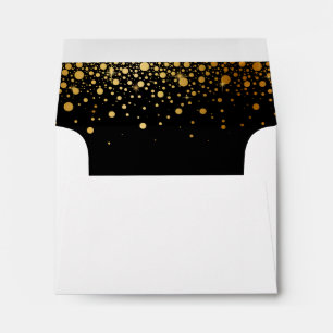 Enveloppe Points Confetti de Parties scintillant d'or noir p