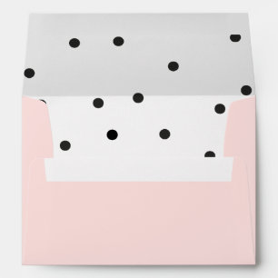 Enveloppe Points Confetti Noir sur Rose avec adresse de reto