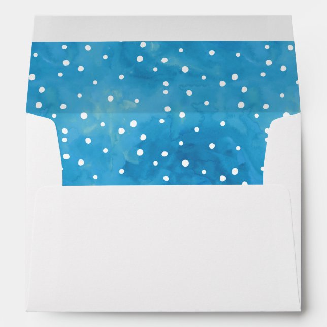 Enveloppe Points d'aquarelle bleu et blanc (Dos (Bas))