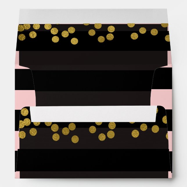 Enveloppe Points Faux Gold Faux Foil Blushing Rose & Black S (Dos (Bas))