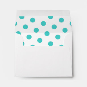 Enveloppe Points turquoise moyen et blanc