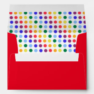 Enveloppe Pois arc-en-ciel rouge et jaune