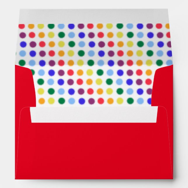 Enveloppe Pois arc-en-ciel rouge et jaune (Dos (Bas))