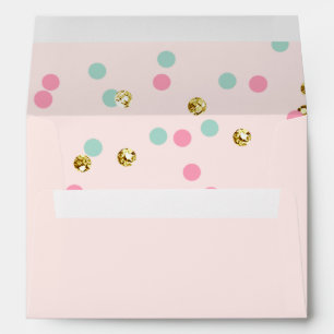 Enveloppe Poka point rose Mint or Confetti fille