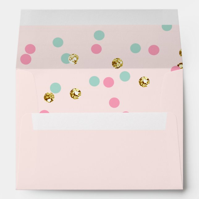 Enveloppe Poka point rose Mint or Confetti fille (Dos (Bas))
