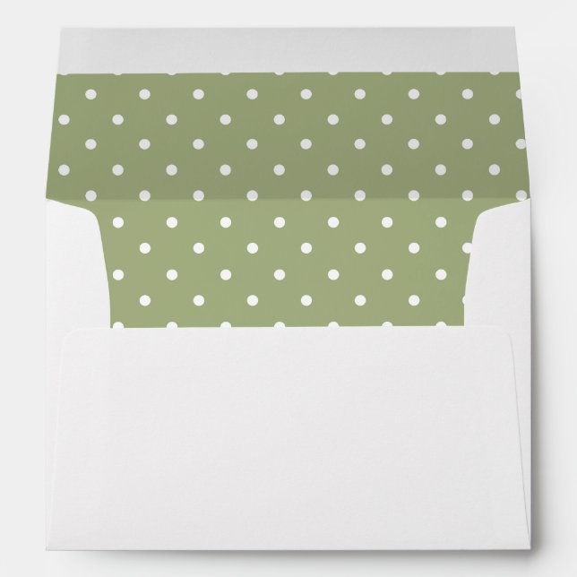 Enveloppe Polka blanc vert olive Sage (Dos (Bas))