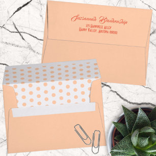Enveloppe Polka Orange Point À L'Intérieur Pastel Extérieur