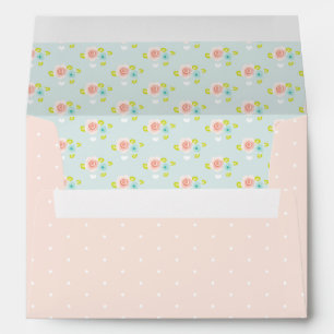 Enveloppe Polka rose Vintage de Shabby, bleu de la floraison