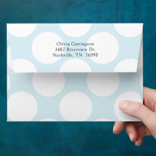Enveloppe Polkadot bleu et blanc Adresse de retour Modern
