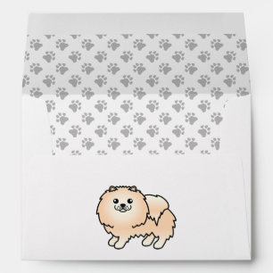Enveloppe Pomeranian crème Chien de dessin animé mignon