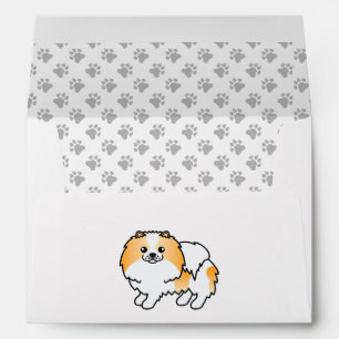 Enveloppe Pomeranian de dessin animé mignon couleur orange p