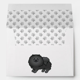 Enveloppe Pomeranian noir Chien de dessin animé mignon