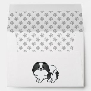 Enveloppe Pomeranian Parti-Coleur Noir Chien de Dessin Animé