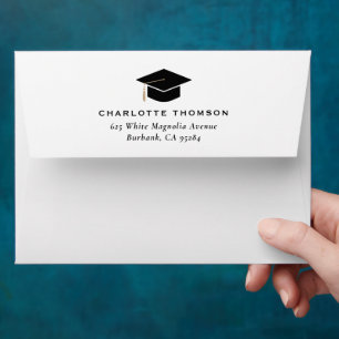 Enveloppe Pommeau doré de toque de remise de diplômes Blanc