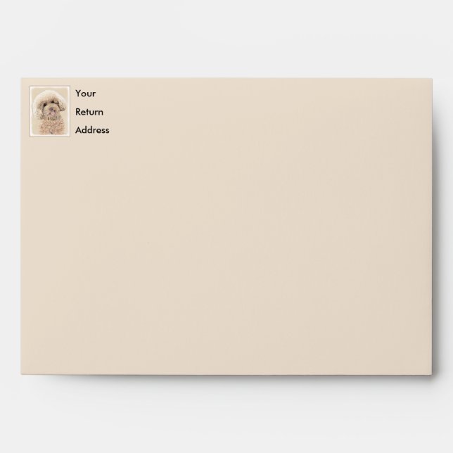 Enveloppe Poodle Miniature Toy Apricot Crème Chien Brown Art (Devant)