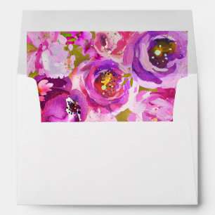Enveloppe Pops de rose et violet vibrant Mariage floral
