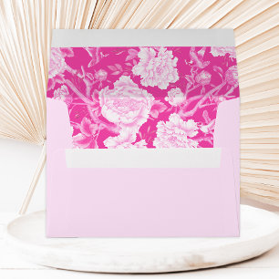 Enveloppe Porcelaine Florale de Style Chinois Rose Fuchsia B