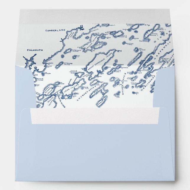 Enveloppe Portland Maine Casco Bay Carte Mariage bleu clair (Dos (Bas))